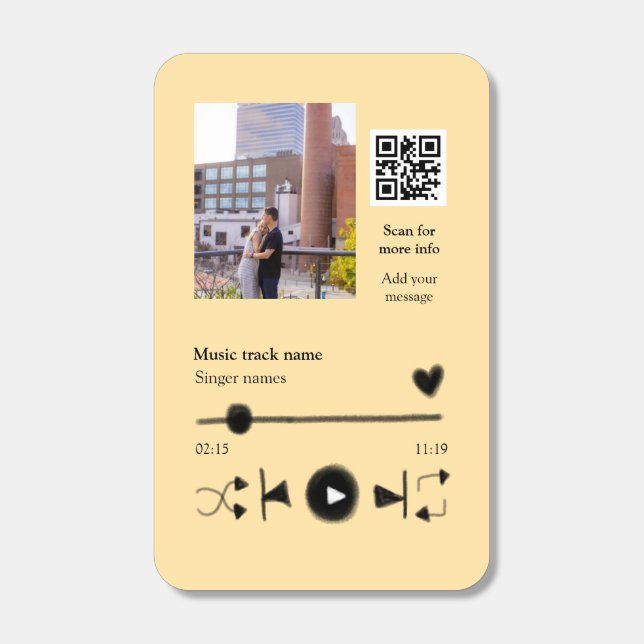 Music player personalized couple love q r code tex matchboxes (Front)