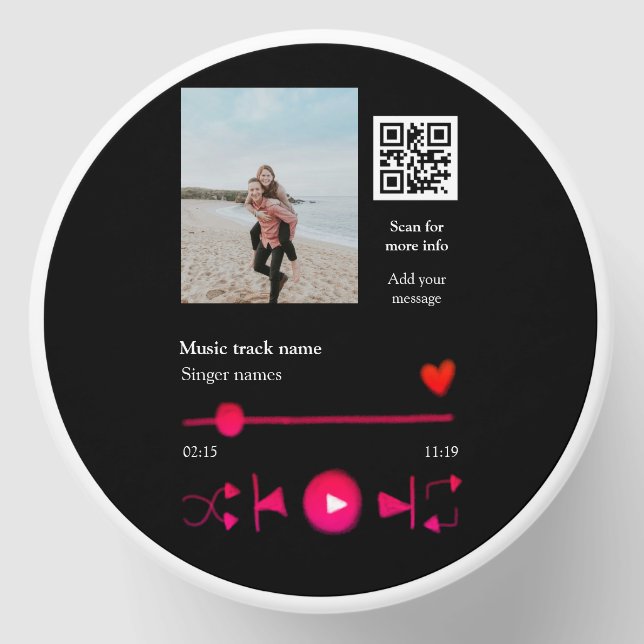 Music player personalized couple love q r code tex mini candle favors (Front)
