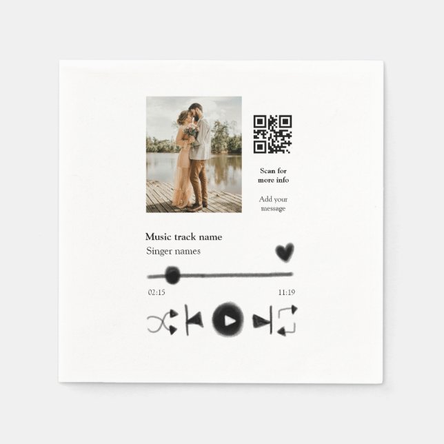 Music player personalized couple love q r code tex napkins (Front)