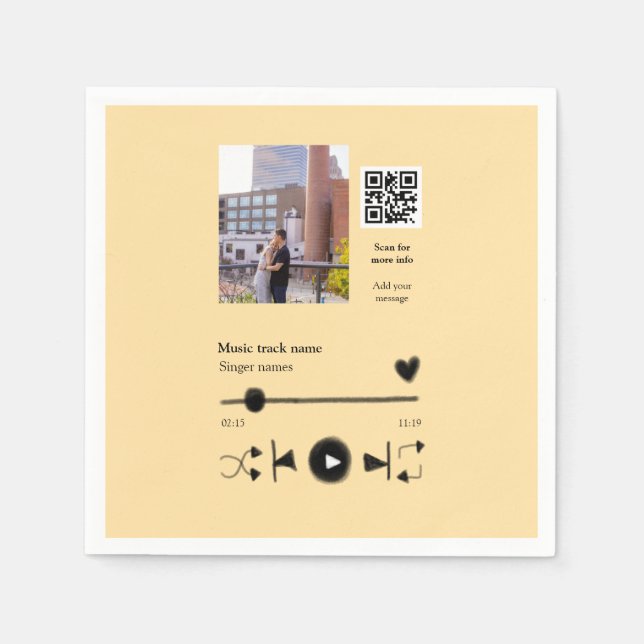 Music player personalized couple love q r code tex napkins (Front)