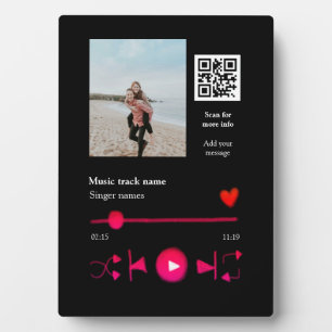 Music player personalized couple love q r code tex plaque