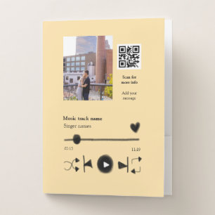 Music player personalized couple love q r code tex pocket folder