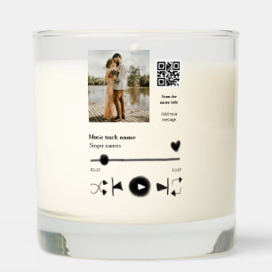 Music player personalized couple love q r code tex scented candle