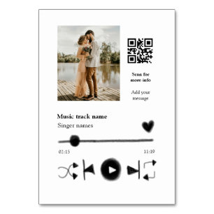 Music player personalized couple love q r code tex table number