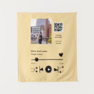 Music player personalized couple love q r code tex tapestry