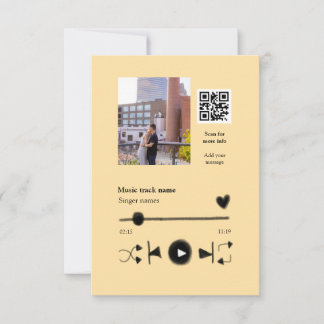 Music player personalized couple love q r code tex thank you card
