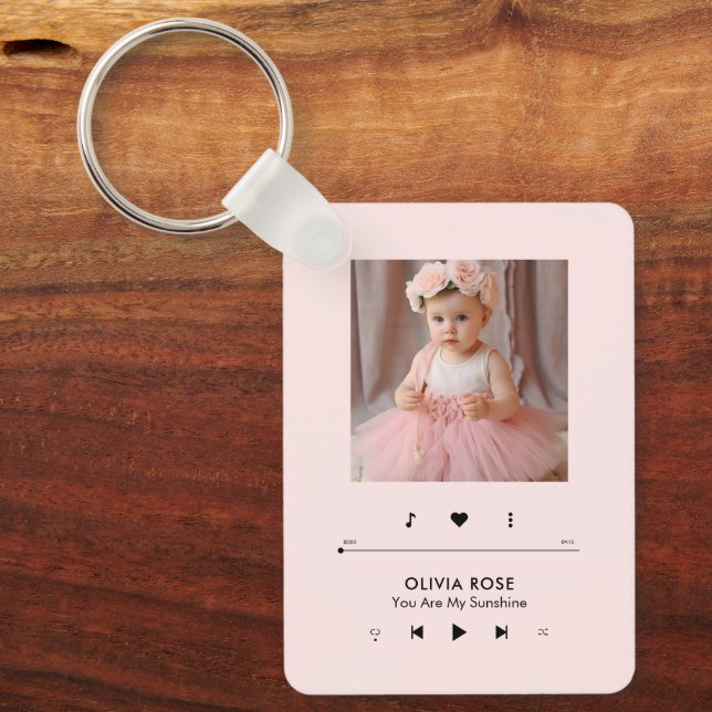 Music Player Photo Frame Personalized Keychain (Front)