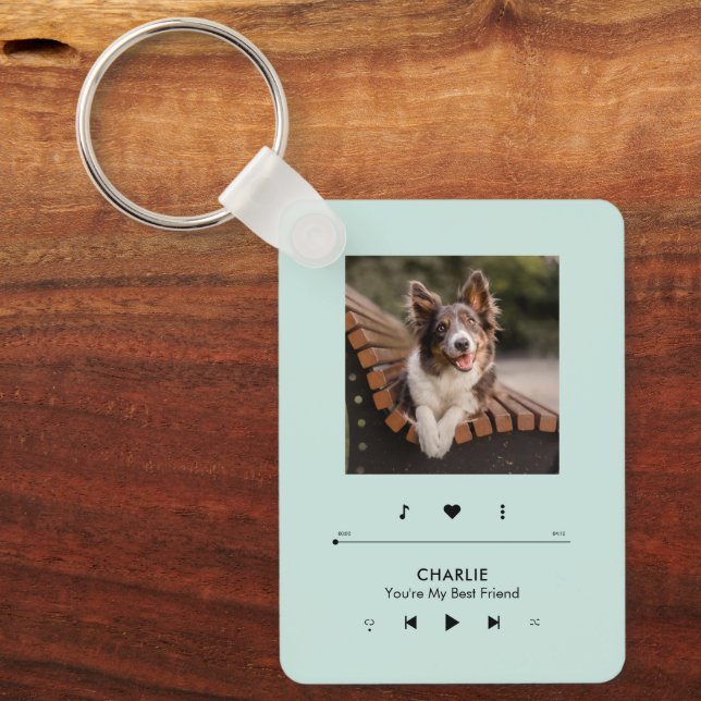 Music Player Photo Frame Personalized Keychain (Front)