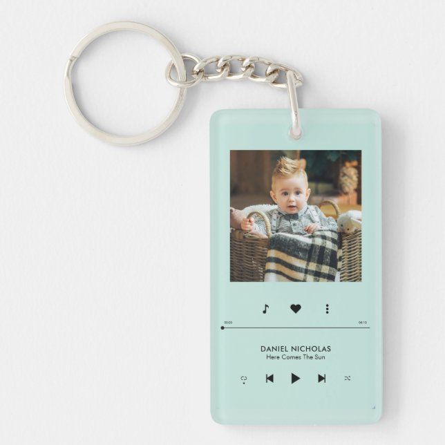 Music Player Photo Frame Personalized Keychain (Front)
