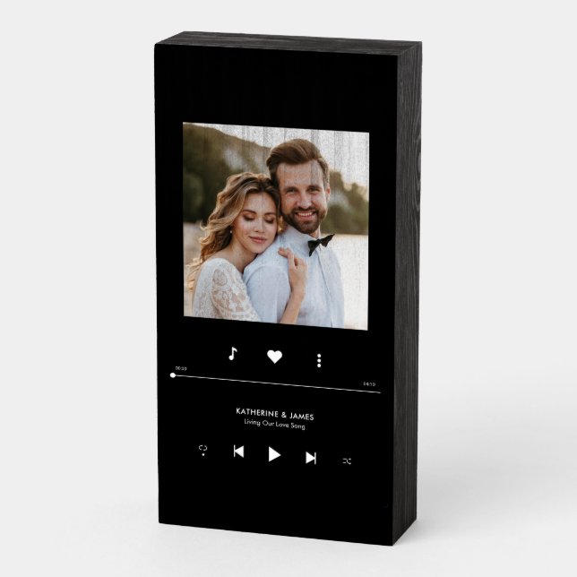 Music Player Photo Frame Personalized Wooden Box Sign (Angled Vertical)