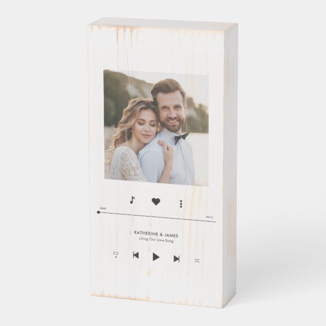 Music Player Photo Frame Personalized Wooden Box Sign (Angled Vertical)