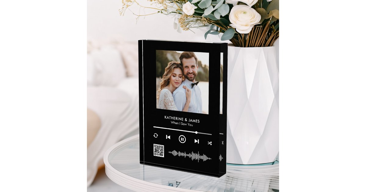 Personalized Qr Code Frames Music Player Photo Frame With Personalized QR Code Block | Zazzle