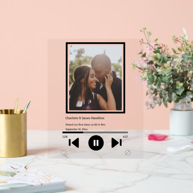 Music Player Photo Personalized  Acrylic Sign (Wedding)