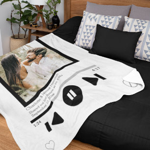 Music Player Photo Personalized Fleece Blanket