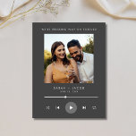 Music Player Photo Wedding Save the Date Announcement Postcard<br><div class="desc">Turn up the volume on love with our Music Player Photo Wedding Save the Date! Designed for couples who want to showcase their unique style, this modern and playful card features a sleek music player layout and the message: “We’re pressing play on forever.” Personalize it with your favorite photo and...</div>