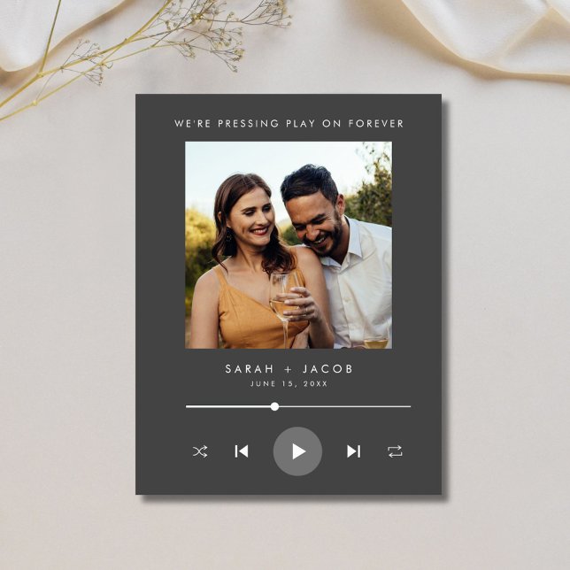 Music Player Photo Wedding Save the Date Announcement Postcard (Music Player Photo Wedding Save the Date)