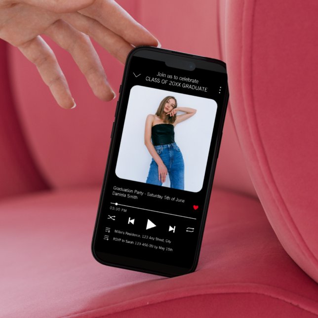 Music Player Song Photo Graduation 2026 Invitation (Music Player Song Photo Graduation 2024 Invitation)