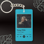 Music Player Song Playlist Custom Photo  Keychain<br><div class="desc">Song Playlist Fully Customizable Blue Keychain! 
Click personalize and add your photo and text! You can also change background color.</div>