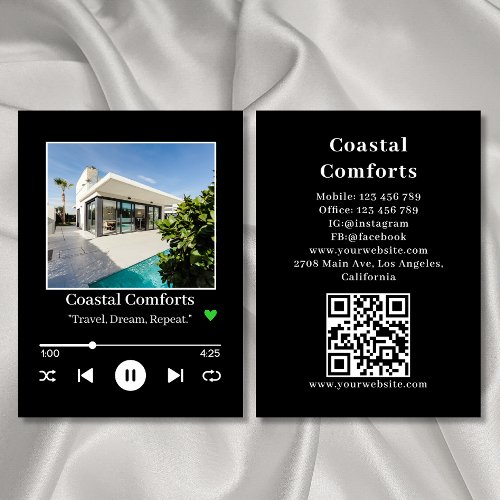 Music Player Vacation Rental Apartment Busi Business Card