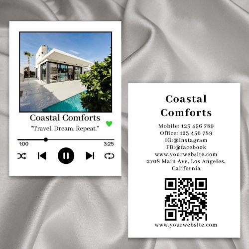 Music Player Vacation Rental Apartment Business Card