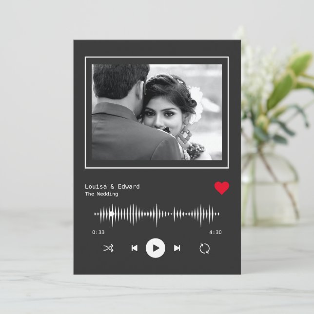 Music Player Wedding Invitation (Standing Front)