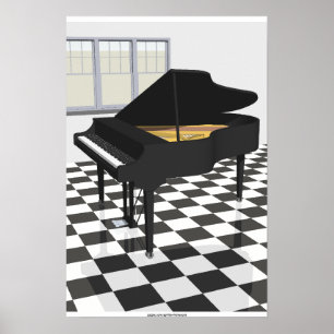 Music Poster: Grand Piano & Tiles: 3D Model Poster