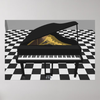 Music Poster: Grand Piano & Tiles: 3D Model Poster