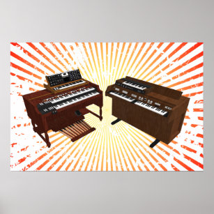 Music Poster: Vintage Keyboards: 3D Model Poster