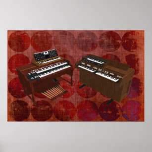 Music Poster: Vintage Keyboards: 3D Model: Poster