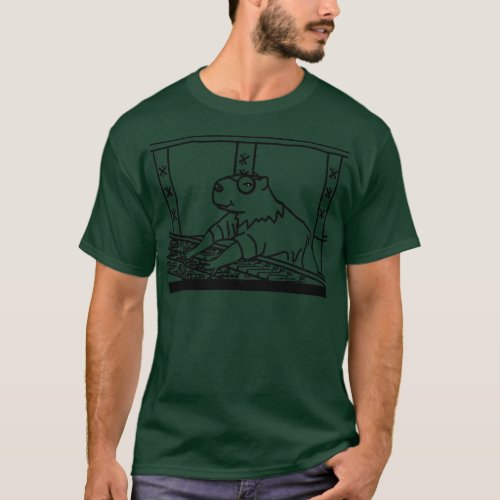 Music Producer Capybara Line Drawing T_Shirt