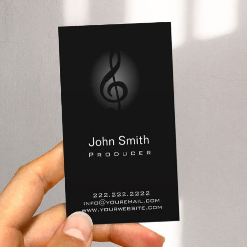 Music Producer Classy Dark Musical Clef Business Card