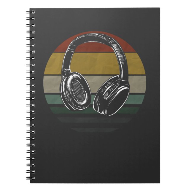 Music producer DJ musician vintage headphones Notebook (Front)