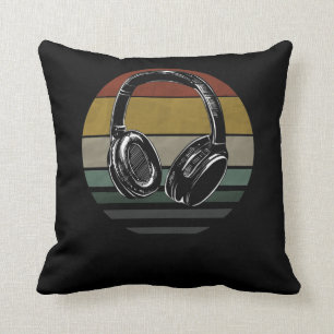 Music producer DJ musician vintage headphones Throw Pillow