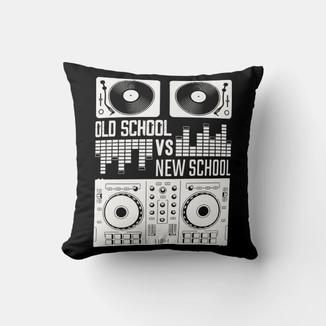 Music Producer DJ Old School Vinyl electro Techno Throw Pillow (Front)