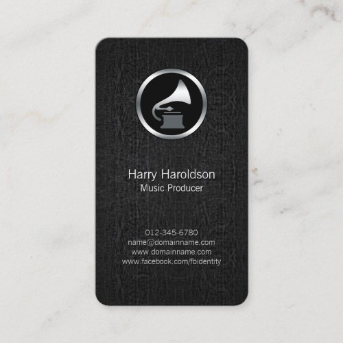 Music Producer Gramophone Grunge Business Card