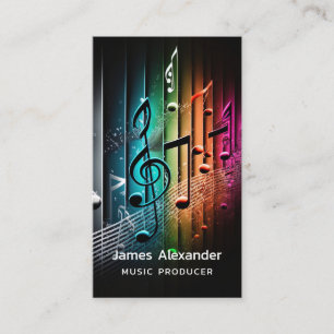 Music Producer Recording Studio Colorful Notes Business Card