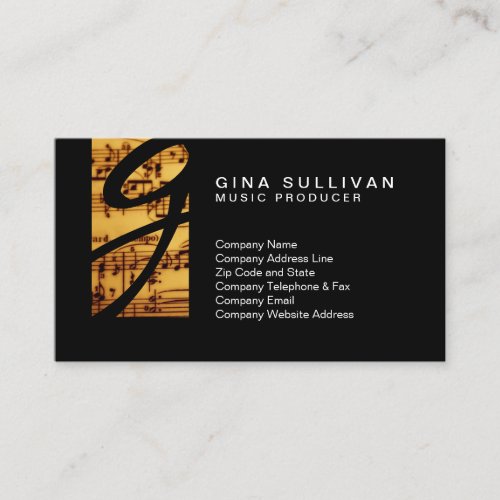 Music Producer Vintage Music Notes Monogram Music Business Card