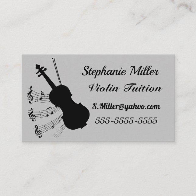 Music Professional. Violin. Business Card (Front)