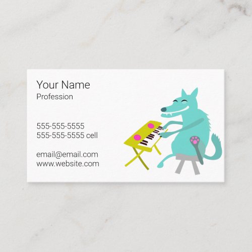 Music Professional Wolf Playing Piano Business Card