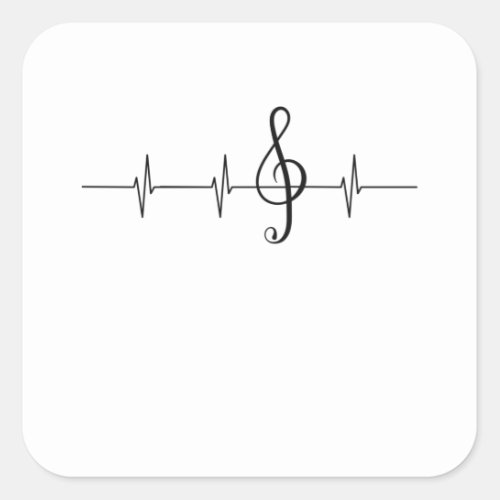 Music Pulse Musician Heartbeat Clef Square Sticker