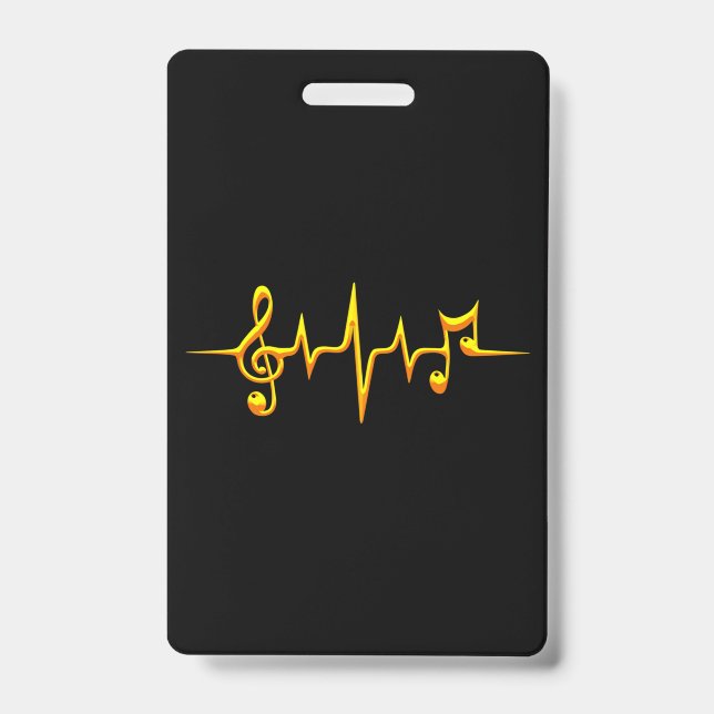 Music Pulse Notes Clef Frequency Wave Sound Badge (Front)