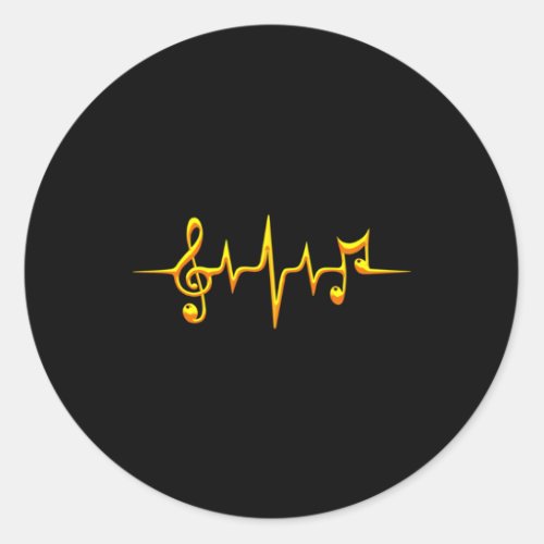 Music Pulse Notes Clef Frequency Wave Sound Classic Round Sticker