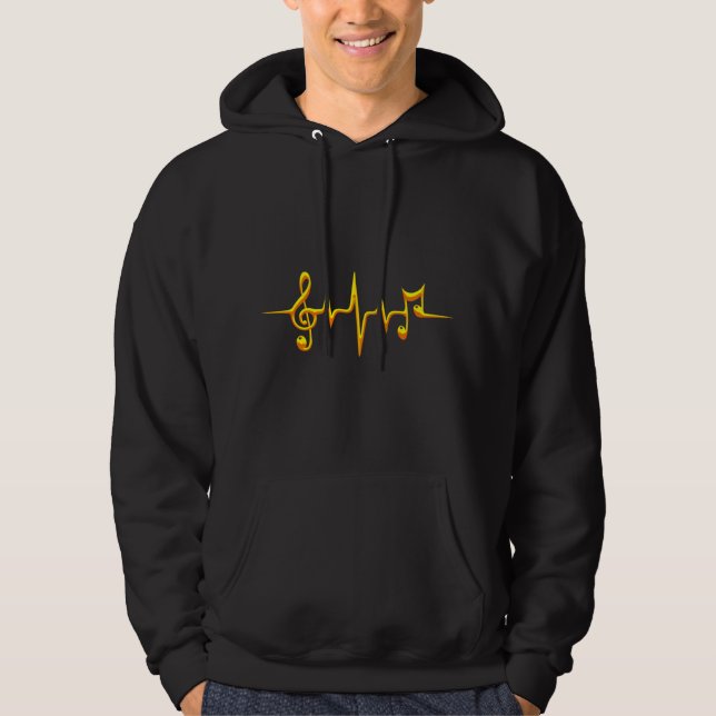Music Pulse Notes Clef Frequency Wave Sound Hoodie (Front)
