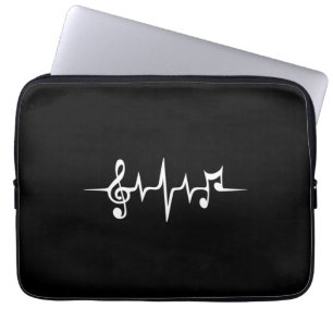 Music Pulse Notes Clef Frequency Wave Sound Laptop Sleeve