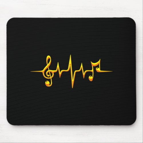 Music Pulse Notes Clef Frequency Wave Sound Mouse Pad