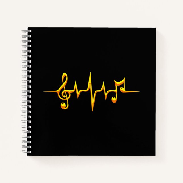 Music Pulse Notes Clef Frequency Wave Sound Notebook (Front)