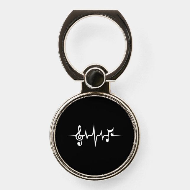 Music Pulse Notes Clef Frequency Wave Sound Phone Ring Stand (Front)