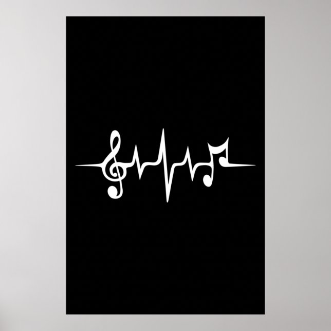 Music Pulse Notes Clef Frequency Wave Sound Poster (Front)