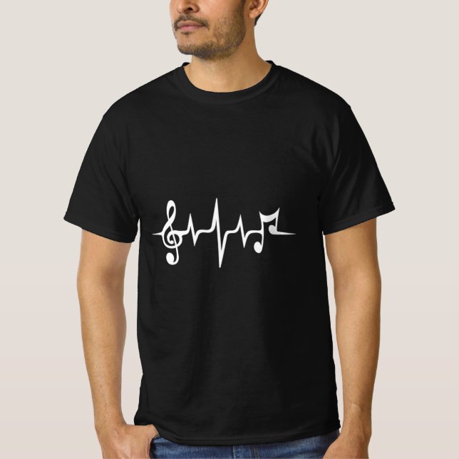 Music Pulse Notes Clef Frequency Wave Sound T-Shirt (Front)