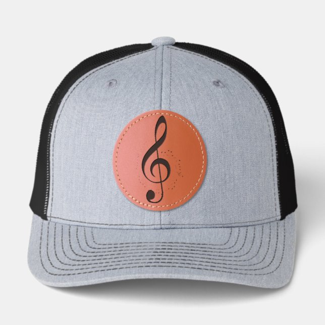 Music quote leather patch hat (Front)